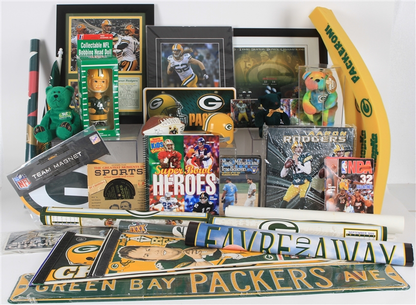 1990s-2000s Green Bay Packers Pennants, Posters, Jerseys & more (Lot of 65)