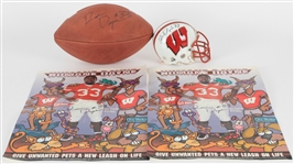 1999 Ron Dayne Wisconsin Badgers Memorabilia Collection - Lot of 4 w/ Signed NCAA Football, Signed Mini Helmet & More (JSA)