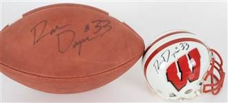 1999 Ron Dayne Wisconsin Badgers Memorabilia Collection - Lot of 4 w/ Signed NCAA Football, Signed Mini Helmet & More (JSA)