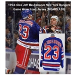 1994 circa Jeff Beukeboom New York Rangers Game Worn Road Jersey (MEARS A10)