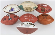 1990s-2010s Football Collection - Lot of 7 w/ Super Bowl Balls, Paul Hornung Signed, Howard Cross Signed & More (JSA)