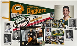 1960's-2000's Green Bay Packers Milwaukee Brewers Memorabilia Collection - Lot of 45 w/ Publications, Mini Helmets, Construction Hard Hats, Signed Items & More (JSA)