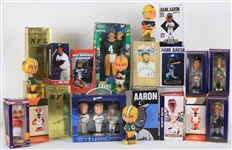 1960s-2010s Milwaukee Brewers Green Bay Packers Wisconsin Badgers MIB Bobblehead Collection - Lot of 22 w/ Hank Aaron, Brett Favre, Bucky Badger & More