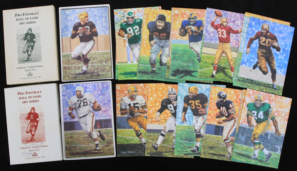 1989-2006 Pro Football Hall of Fame 4" x 6" Art Cards - Lot of 47 w/ Ray Nitschke, Bart Starr, Reggie White, Gale Sayers & More