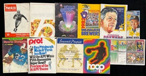 1940s-80s Baseball Football Basketball Publication Collection - Lot of 20 w/ Packers Programs, World Series Program, All Star Game Program & More 