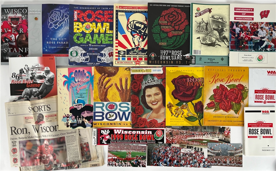 1953-2020 Wisconsin Badgers Rose Bowl Program Collection - Lot of 18