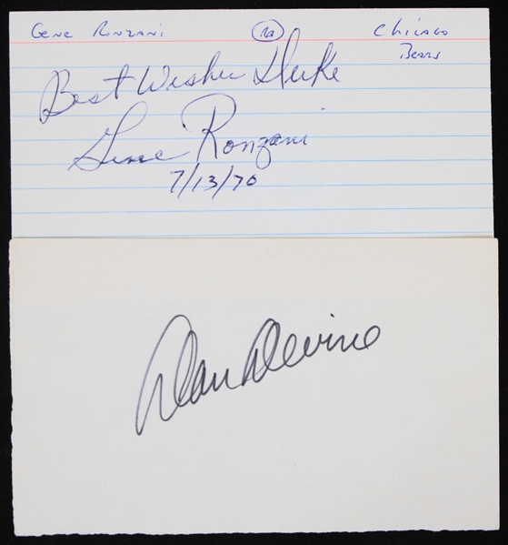 1930s-1970s Gene Ronzani (d.1975) Chicago Bears and Dan Devine (d.2002) Notre Dame Signed 3"x5" Index Cards (Lot of 2)(JSA)