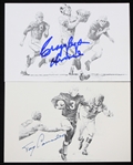 1941-1957 Tony Canadeo Green Bay Packers and Elroy "Crazylegs" Hirsch Los Angeles Rams Signed 3"x5" Photo Cards (Lot of 2) (JSA)