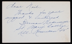 1945 Herman Wedemeyer (d.1999) St. Marys Galloping Gaels and Hawaii Five-O Star Signed Index Card (JSA)