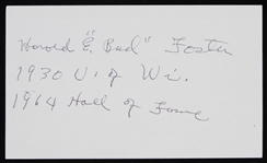 1926-1930 Harold E. "Bud" Foster (d.1996) Wisconsin Badger Signed Index Card (JSA)