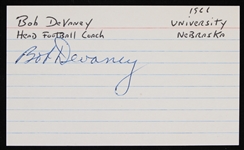 1962-1972 Bob Devaney (d.1997) Nebraska Cornhuskers Head Coach Signed Index Card (JSA)