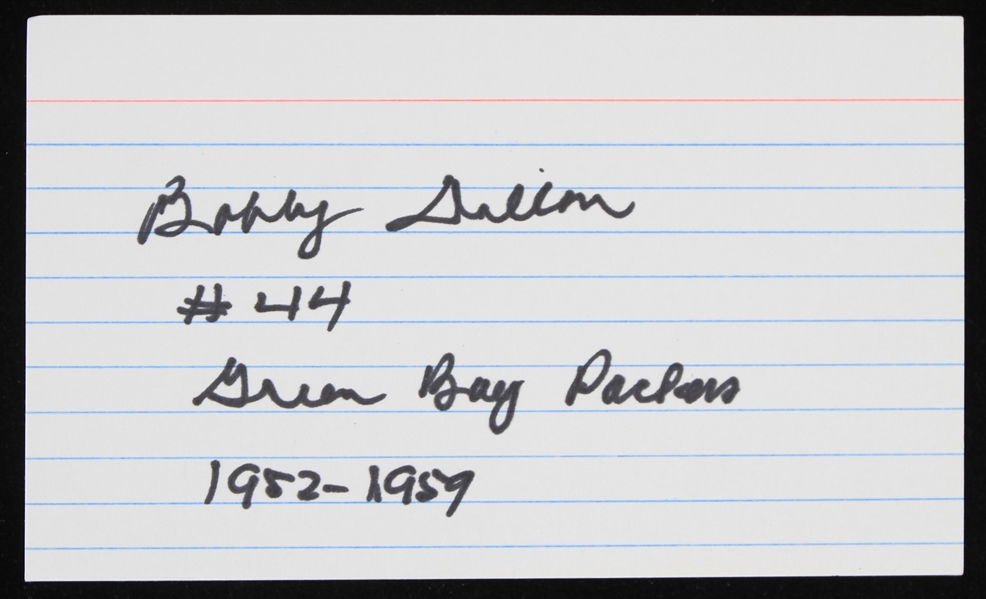 1952-1959 Bobby Dillon (d.2019) Green Bay Packers Signed Index Card (JSA)
