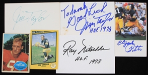 1950s-1970s Jim Taylor, Elijah Pitts, Ray Nitschke Green Bay Packers Signed Index Cards &Jim Taylor Trading Card (Lot of 6)(JSA)