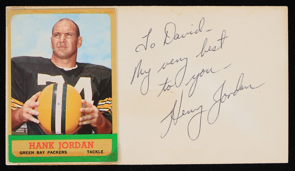 1959-1969 Henry Jordan (d.1977) Green Bay Packers Signed Envelope with Attached Trading Card (JSA)