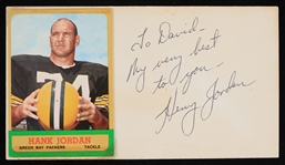 1959-1969 Henry Jordan (d.1977) Green Bay Packers Signed Envelope with Attached Trading Card (JSA)