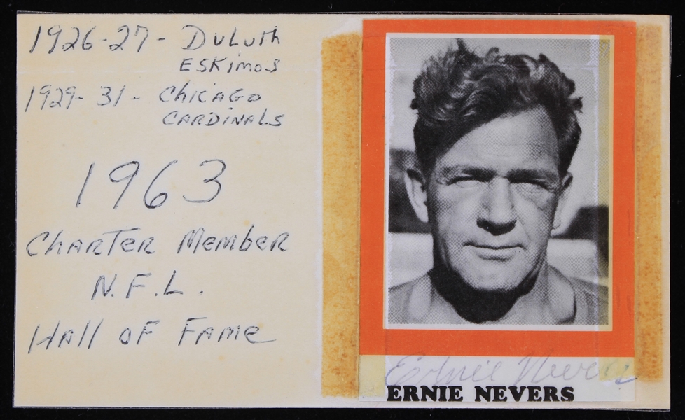 1929-1931 Ernie Nevers (d.1976) Chicago Cardinals Signed Index Card (JSA)