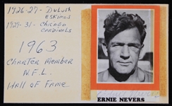 1929-1931 Ernie Nevers (d.1976) Chicago Cardinals Signed Index Card (JSA)