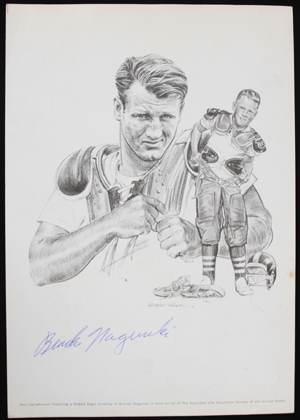 1930-1943 Bronko Nagurski (d.1990) Chicago Bears Autographed Sketch (JSA)