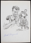 1930-1943 Bronko Nagurski (d.1990) Chicago Bears Autographed Sketch (JSA)
