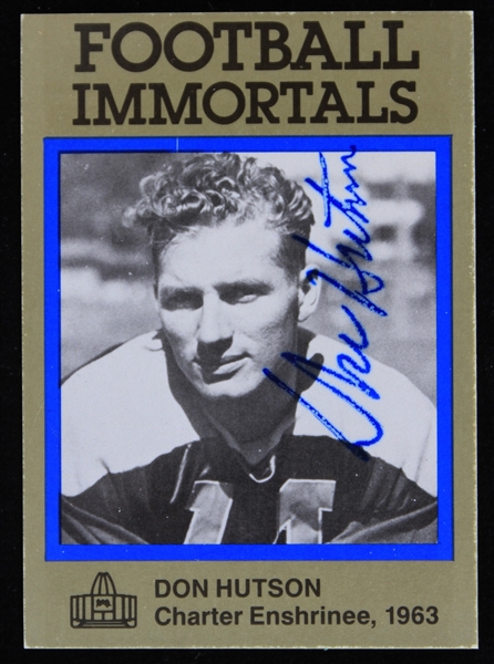 1985-1988 Don Hutson Green Bay Packers Autographed Football Immortals Trading Card #59 (JSA)