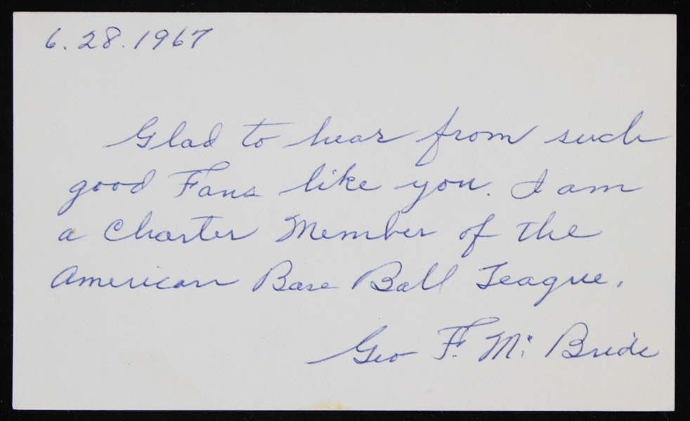 1901-1921 George McBride (d.1973) American Baseball Player and Manager Signed Index Card (JSA)