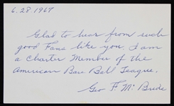1901-1921 George McBride (d.1973) American Baseball Player and Manager Signed Index Card (JSA)