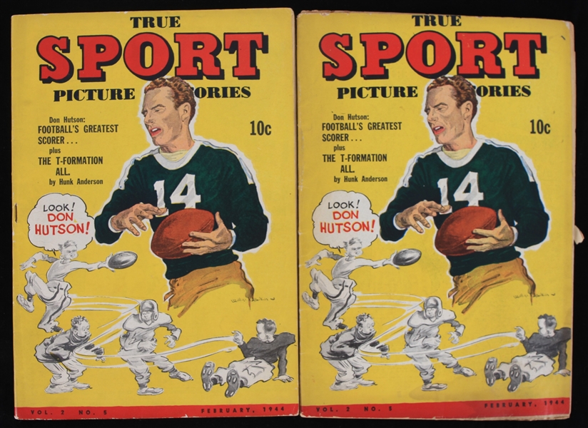 1944 True Sport Picture Stories Magazine with Don Hutson Green Bay Packers on the Cover (Lot of 2)