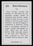 1977 Don Hutson Green Bay Packers Touchdown Trading Card #25
