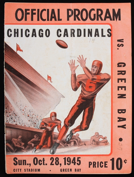 1945 Green Bay Packers Chicago Cardinals City Stadium Game Program