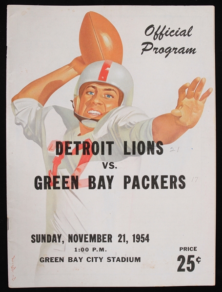 1954 Green Bay Packers Detroit Lions City Stadium Game Program