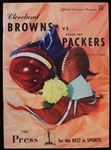 1953 Green Bay Packers Cleveland Brown Preseason Game Program