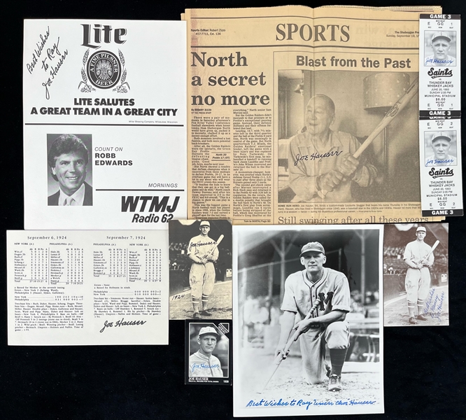 1920s-90s Joe Hauser Memorabilia Collection - Lot of 25+ w/ Trading Cards, Signed Items & More (JSA)