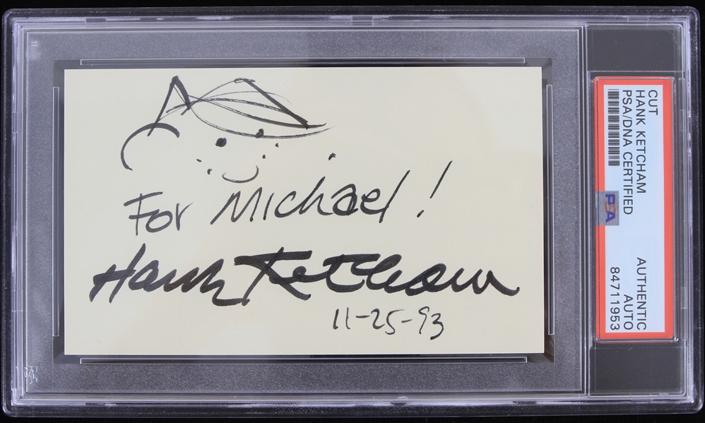 1993 Hank Ketcham (d.2001) Dennis the Menance Signed Sketch Card (PSA Slabbed)