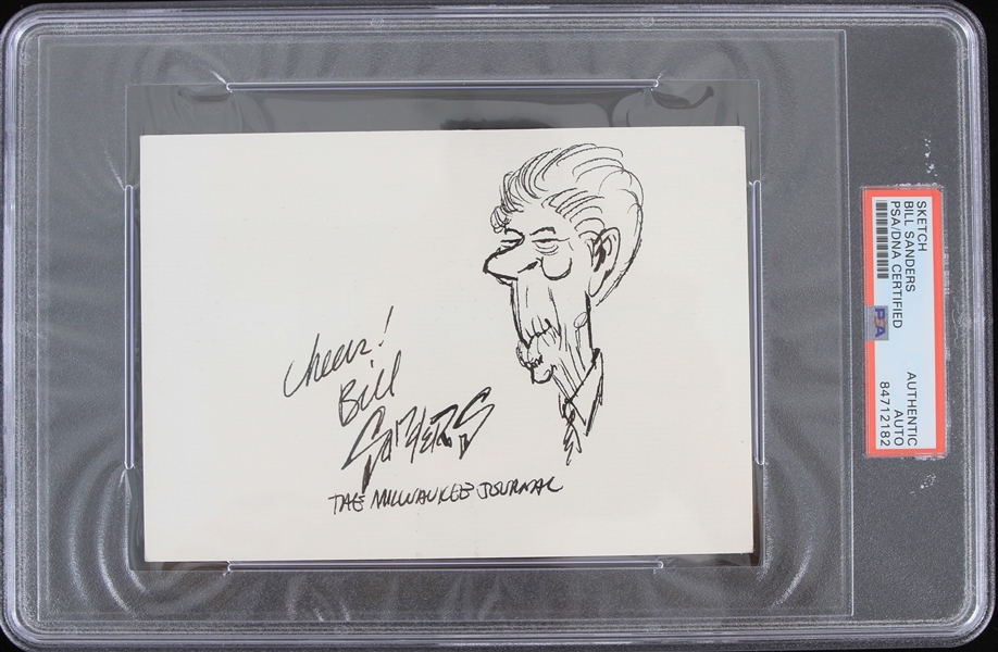 1967-1991 Bill Sanders (d.2021) Milwaukee Journal Political Cartoonist Signed Sketch (PSA Slabbed)
