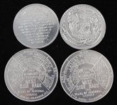1964-1983 Milwaukee Braves Schedule Post Cereal Iguanodon and Valentine Voyager Coins (Lot of 4)