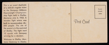1950's Dempsey vs Gibbons Replica Ticket Postcard
