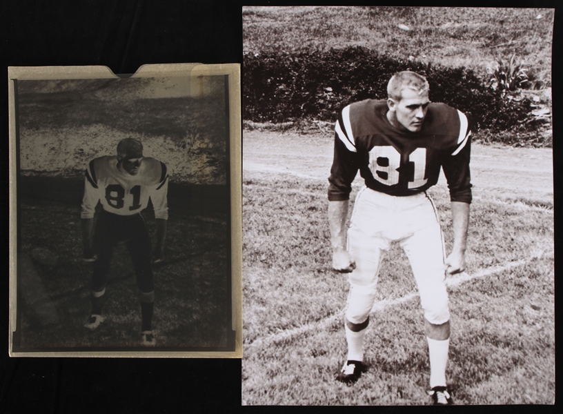 1950s Lee Majors 11"x14" B&W Football Photo with 8"x10" Negative (Lot of 2)