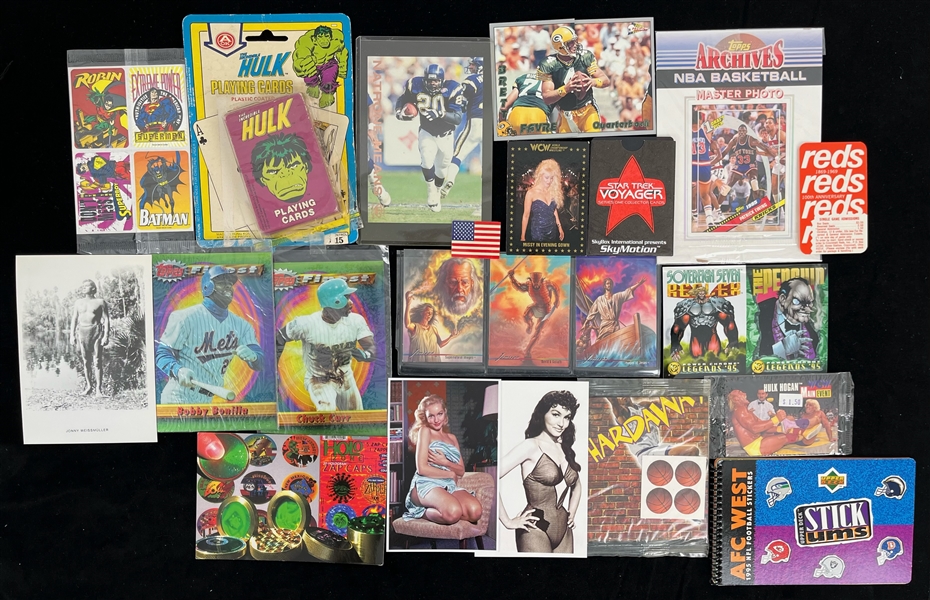 1930s-2000s Postcards Trading Cards Playing Cards Featuring Brett Favre Green Bay Packers and More (Lot of 19)