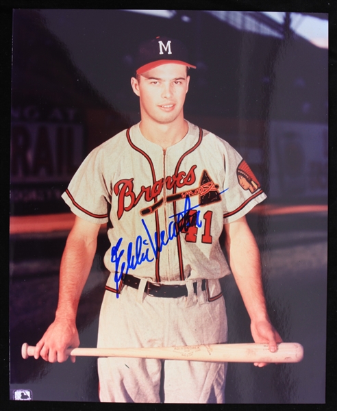 1953-1966 Eddie Matthews (d.2001) Milwaukee Braves Autographed 8x10 Color Photo (JSA)