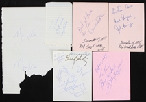 1970s-80s Baseball Signed Paper Slip Collection - Lot of 6 w/ Darrell Porter, Tony Kubek, Maury Wills, Johnny Logan, John Briggs & Multi Signed (JSA)