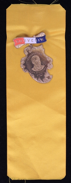 1897 William McKinley Souvenir Inauguration 1" Pinback Button on Yellow Ribbon