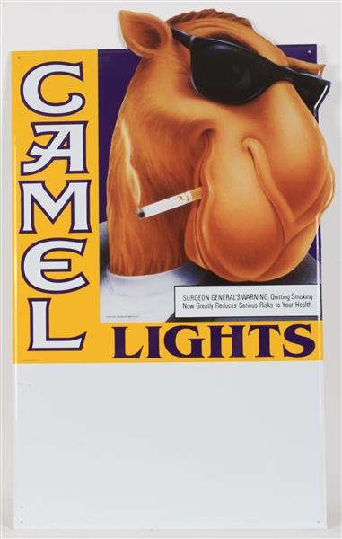 1993 Camel Lights 16" x 27" Tin Advertising Sign w/ Joe Camel
