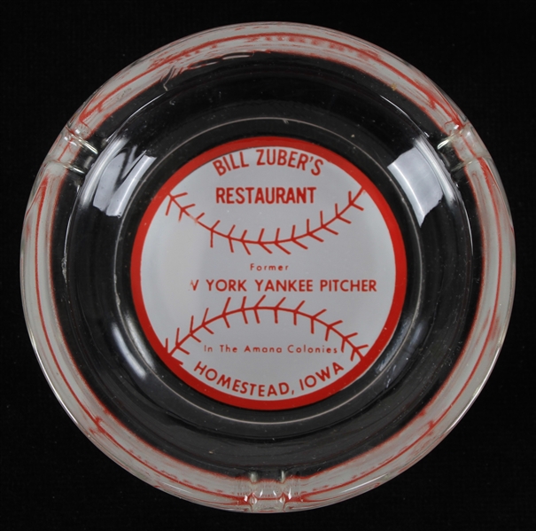 1950s Bill Zuber New York Yankees Glass Restaurant Ash Tray