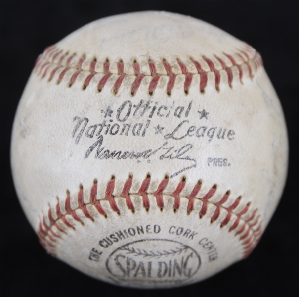 1958 Los Angeles Dodgers Team Signed ONL Giles Baseball w/ 18 Signatures Including Pee Wee Reese, Gil Hodges, Don Newcombe, Don Drysdale & More 