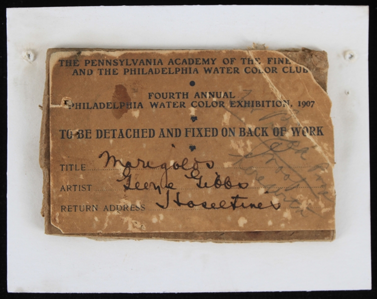 1907 George Gibbs Artist Signed Philadelphia Water Color Exhibition Card 