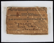 1907 George Gibbs Artist Signed Philadelphia Water Color Exhibition Card 