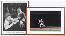 1939-80's Baseball Framed Photo Collection - Lot of 4 w/ Ted Williams Rookie, Joe DiMaggio, Ryne Sandberg & More 