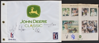 2006 John Deere Classic Multi Signed Flag & Newspaper Page w/ Michelle Wie, Sean OHair, Steve Stricker, John E. Morgan & More (JSA)