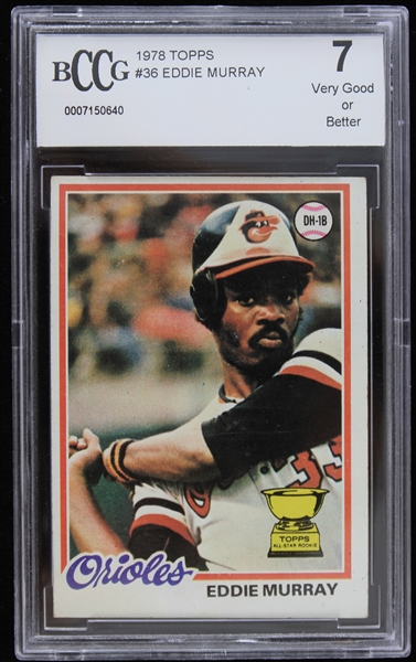 1978 Eddie Murray Baltimore Orioles Topps Trading Card #36 (BCCG Slabbed)