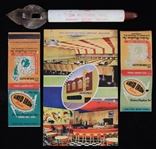 1950s-70s Don Hutson Green Bay Packers Memorabilia Collection - Lot of 4 w/ Postcard, Matchbook Covers & Bottle Opener Pen 